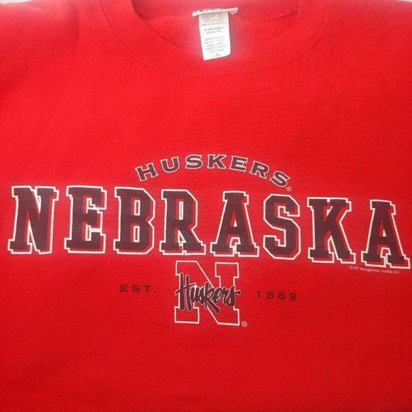 Vintage 90s University Of Nebraska Huskers Est 1869 90s Lee Men 2XL Sweatshirt - Picture 1 of 6